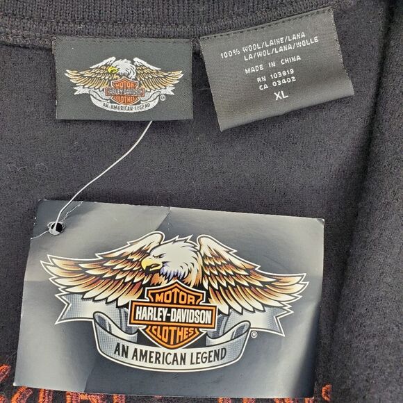 Vintage NWT Harley Davidson Cycle Queen 100% Wool Zip Up Size XL - Picture 7 of 8